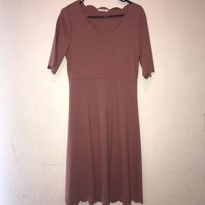JessaKae Mauve Scalloped Midi Dress